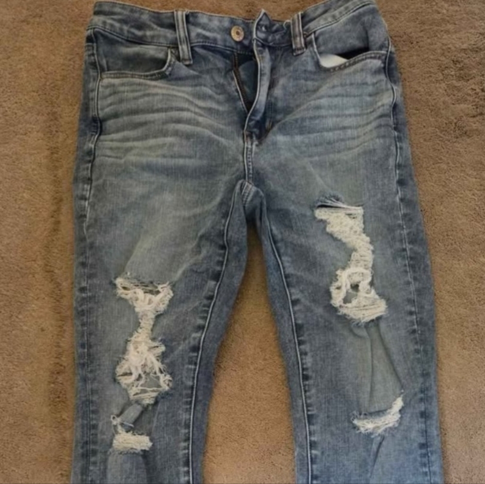 Distressed Blue Jeans